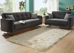 New BADER Polstermöbel mit Bettfunktion und Dekokissen ANTHRAZIT