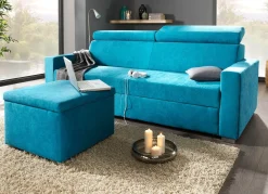New BADER Polstermöbel mit Bettfunktion und verstellbaren Kopfstützen BLAU