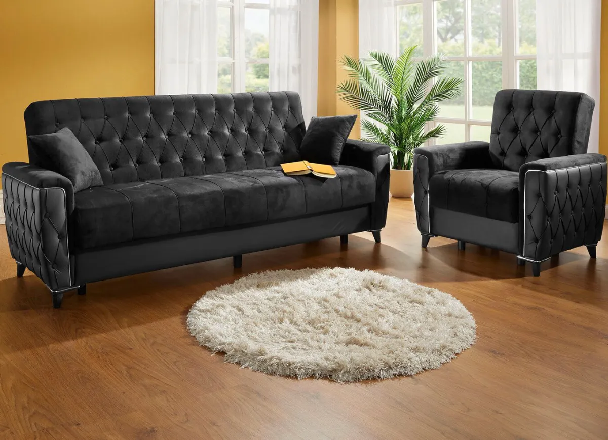 Discount BADER Polstermöbel mit Bettkasten und Liegefunktion SCHWARZ