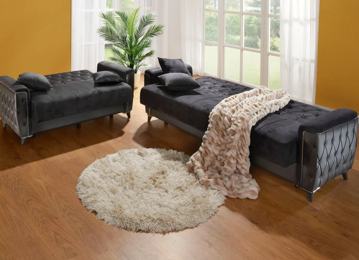 Discount BADER Polstermöbel mit Bettkasten und Liegefunktion SCHWARZ