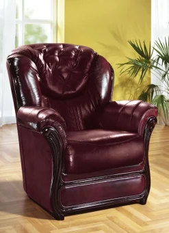 Best BADER Polstermöbel mit Bezug aus echtem Leder BORDEAUX