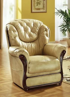 Best BADER Polstermöbel mit Bezug aus echtem Leder ANTIKBEIGE