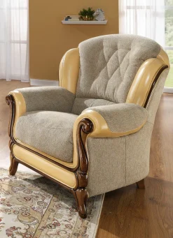 Discount BADER Polstermöbel mit edlen Holzchatosen BEIGE