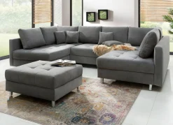 Best BADER Polstermöbel mit Hocker und Kissen GRAU