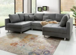 Best BADER Polstermöbel mit Hocker und Kissen GRAU