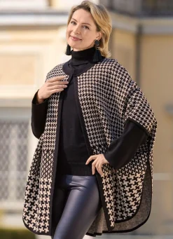 Online laurakent Poncho in offener Form SCHWARZ-CREME