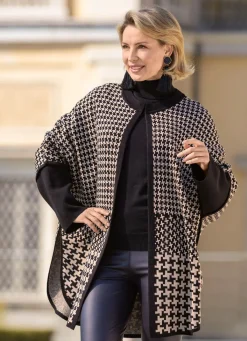 Online laurakent Poncho in offener Form SCHWARZ-CREME