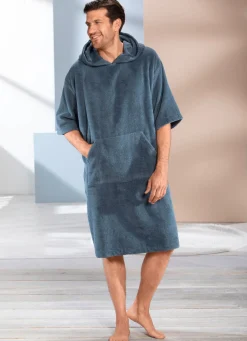 BADER Poncho mit Kängurutasche RAUCHBLAU