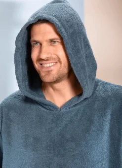 BADER Poncho mit Kängurutasche RAUCHBLAU