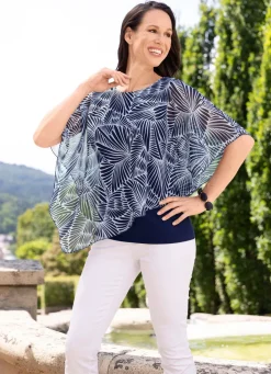 Clearance BADER Poncho-Tunika mit eingearbeitetem Top MARINE-WEISS