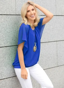 Hot BADER Poncho-Tunika mit eingearbeitetem Top ROYALBLAU