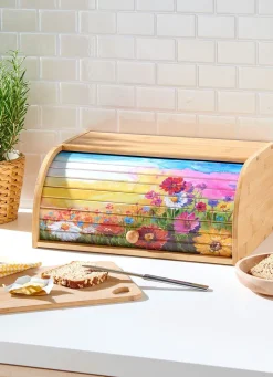 Outlet BADER Praktischer Brotkasten aus Bambus SOMMERBLUMEN