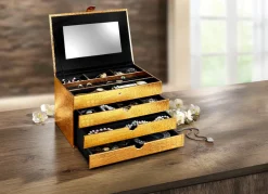 Discount BADER Praktischer Schmuckkoffer aus Lederimitat in Kroko-Optik ALTGOLD