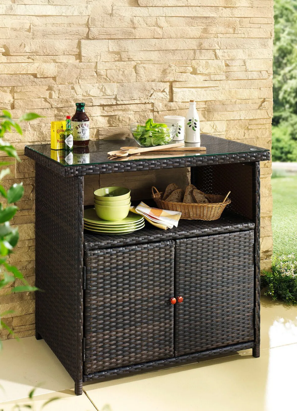 Sale BADER Praktisches Sideboard für Garten oder Terrasse BRAUN