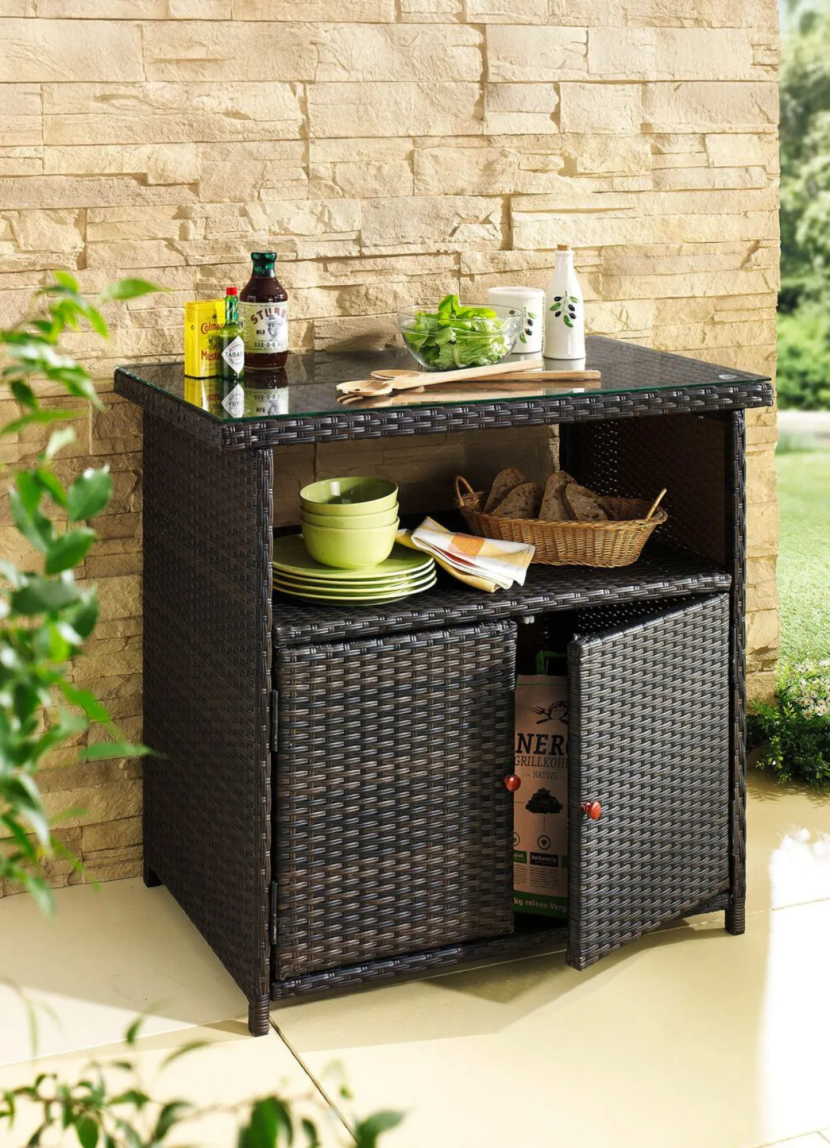 Sale BADER Praktisches Sideboard für Garten oder Terrasse BRAUN