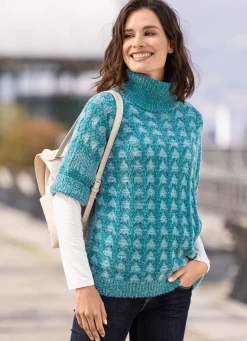 Sale BADER Pulli in Garnmix PETROL-WEISS