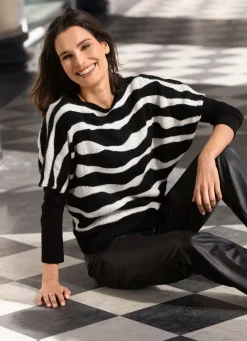 Outlet BADER Pulli mit Alpaka SCHWARZ-ECRU