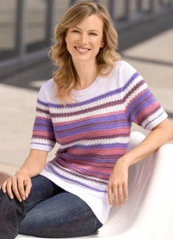Discount BADER Pulli mit Effektgarn WEISS-LILA-MULTICOLOR