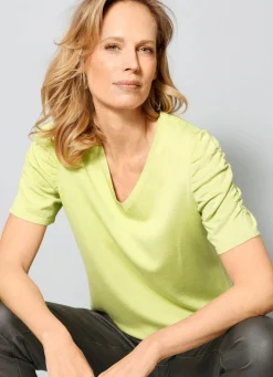 Discount BADER Pulli mit Raffung an den Ärmeln LIMETTE