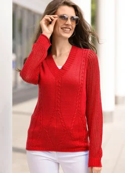 Clearance BADER Pullover aus Bändchengarn ZIEGELROT