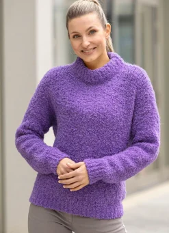 Outlet BADER Pullover aus Bouclé mit Alpaka LILA