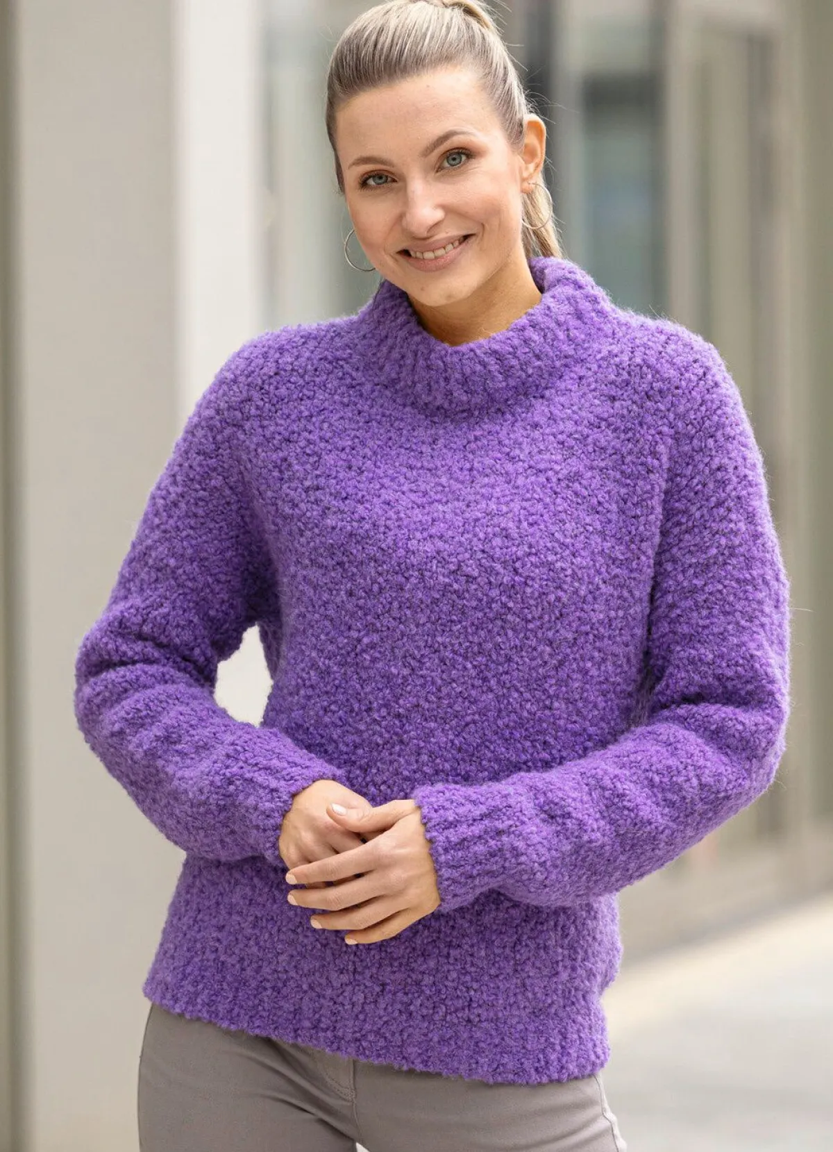 Outlet BADER Pullover aus Bouclé mit Alpaka LILA