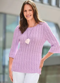Outlet BADER Pullover aus dezent glänzendem Material FLIEDER MELIERT