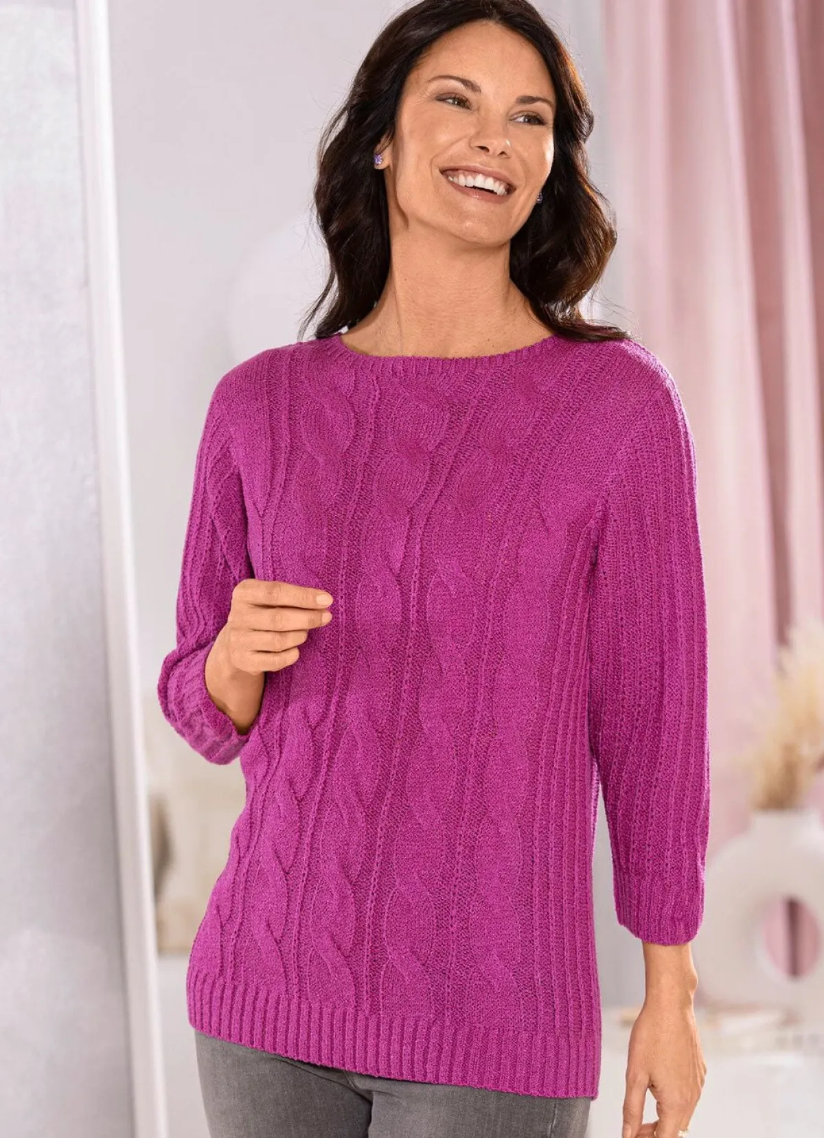 BADER Pullover aus Friségarn FUCHSIA