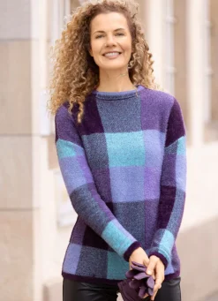 Online BADER Pullover aus haarigem Effektgarn LILA-FLIEDER-TÜRKIS
