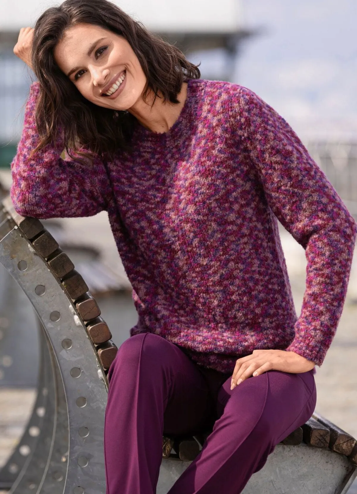 Online BADER Pullover aus hochwertigem Bouclégarn MAGENTA-LILA-MULTICOLOR