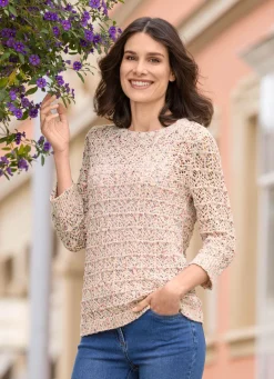 Hot BADER Pullover aus hochwertigem Multicolor-Effektgarn ECRU-MULTICOLOR