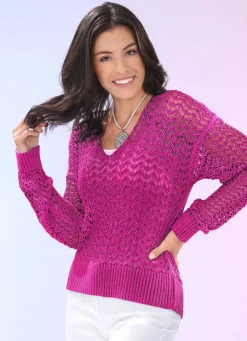 Discount BADER Pullover aus hochwertigem Glanzeffektgarn FUCHSIA MELIERT
