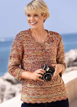 Discount BADER Pullover aus Melangegarn ROT-GELB-MULTICOLOR