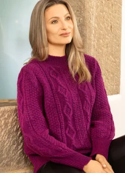Discount BADER Pullover aus Melangegarn BEERE MELIERT
