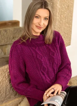 Discount BADER Pullover aus Melangegarn BEERE MELIERT