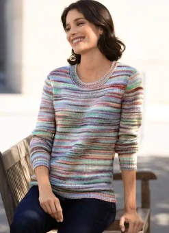 BADER Pullover aus Melangegarn GRÜN-BRAUN-MULTICOLOR