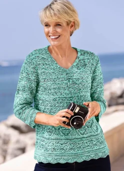 Online BADER Pullover aus Melangegarn MINT-OLIV-MULTICOLOR