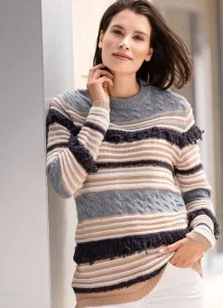 Discount BADER Pullover in aufwendigem Strickmix mit Alpaka ECRU-BEIGE-MULTICOLOR