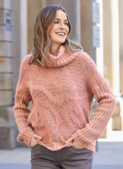 Online Tizia Pullover in aufwendiger Struktur mit Glitzer LACHS-LACHS MELIERT