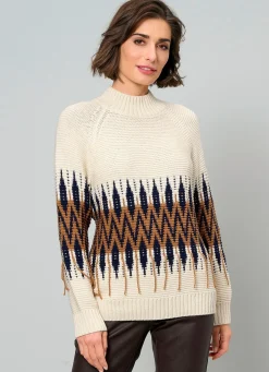 Outlet BADER Pullover in Biesenstrick NATUR-BRAUN-MARINE
