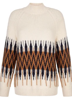 Outlet BADER Pullover in Biesenstrick NATUR-BRAUN-MARINE