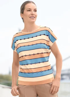 Hot Tizia Pullover in Blockringeldessin CREME-BEIGE MELIERT-BLEU