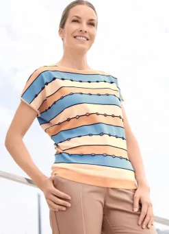 Hot Tizia Pullover in Blockringeldessin CREME-BEIGE MELIERT-BLEU