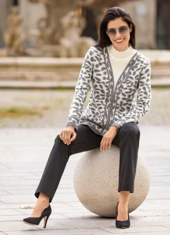 New BADER Pullover in Doppel-Optik ECRU-HELLGRAU-DUNKELGRAU