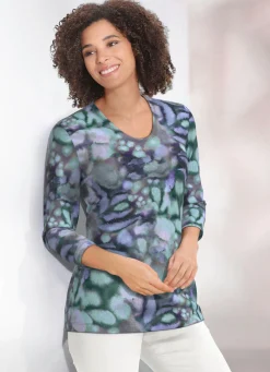 Online KLAUS MODELLE MADE IN GERMANY Pullover in Feinstrick LILA-SCHWARZ-MULTICOLOR