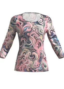 Outlet KLAUS MODELLE MADE IN GERMANY Pullover in Feinstrick ROSA-SCHWARZ-MULTICOLOR