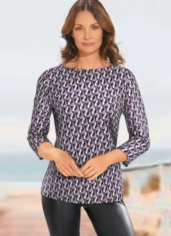 Sale KLAUS MODELLE MADE IN GERMANY Pullover in Feinstrick LILA-ECRU-ANTHRAZIT