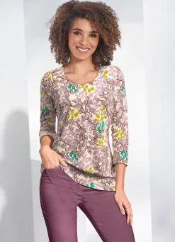 Sale KLAUS MODELLE MADE IN GERMANY Pullover in Feinstrick ECRU-FLIEDER-MULTICOLOR