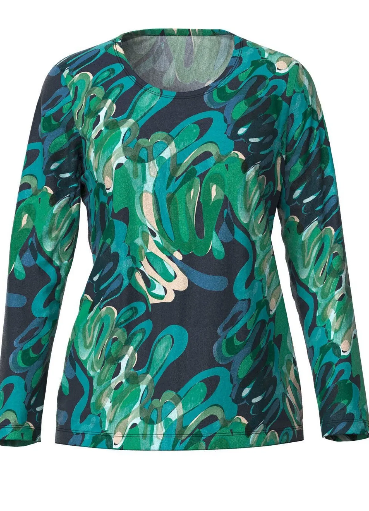 Outlet KLAUS MODELLE MADE IN GERMANY Pullover in Feinstrick GRÜN-PETROL-MULTICOLOR