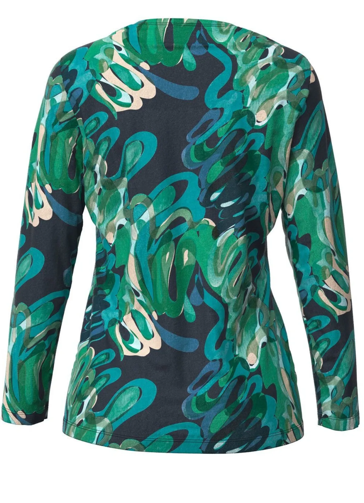 Outlet KLAUS MODELLE MADE IN GERMANY Pullover in Feinstrick GRÜN-PETROL-MULTICOLOR